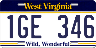 WV license plate 1GE346