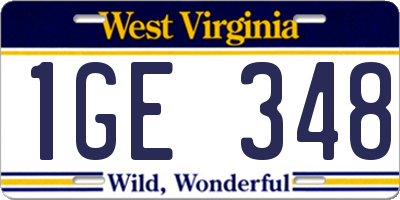 WV license plate 1GE348