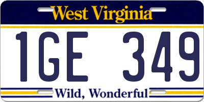 WV license plate 1GE349