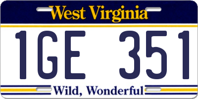 WV license plate 1GE351