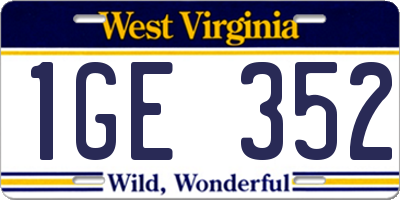 WV license plate 1GE352