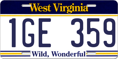 WV license plate 1GE359