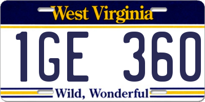 WV license plate 1GE360
