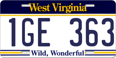 WV license plate 1GE363
