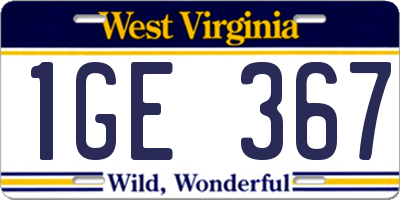 WV license plate 1GE367