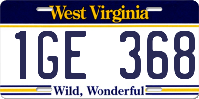 WV license plate 1GE368