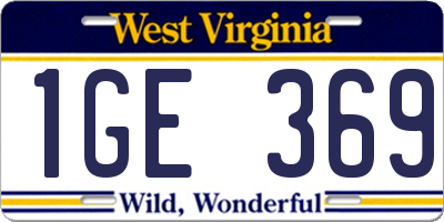 WV license plate 1GE369