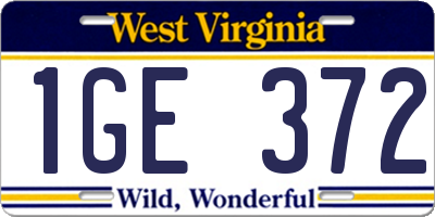 WV license plate 1GE372