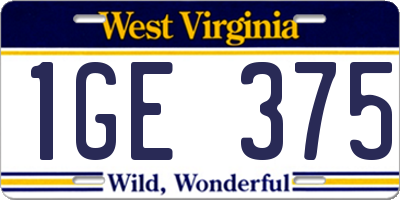 WV license plate 1GE375