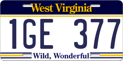 WV license plate 1GE377