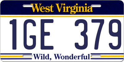 WV license plate 1GE379