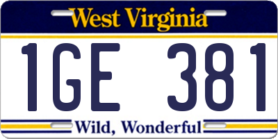 WV license plate 1GE381