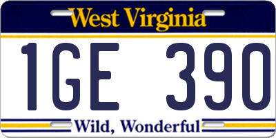 WV license plate 1GE390