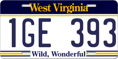 WV license plate 1GE393