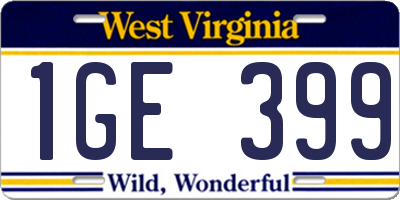 WV license plate 1GE399