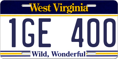 WV license plate 1GE400