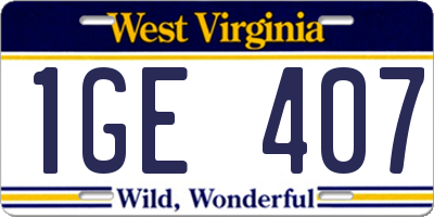 WV license plate 1GE407