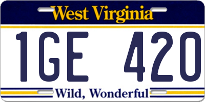 WV license plate 1GE420