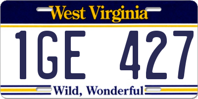 WV license plate 1GE427