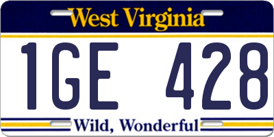 WV license plate 1GE428