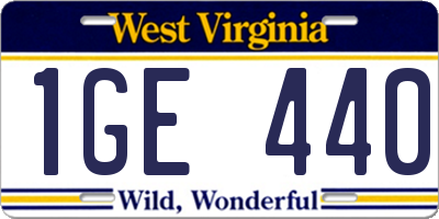 WV license plate 1GE440