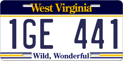WV license plate 1GE441