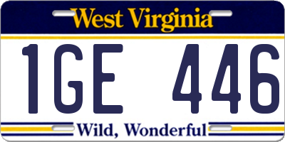 WV license plate 1GE446