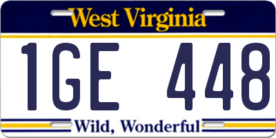WV license plate 1GE448