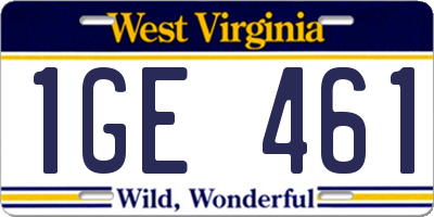 WV license plate 1GE461