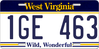 WV license plate 1GE463