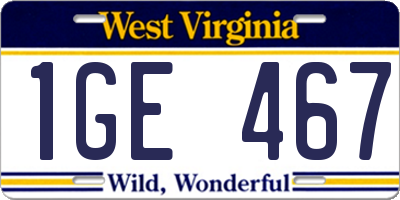 WV license plate 1GE467