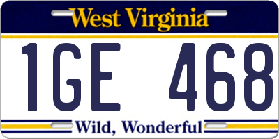 WV license plate 1GE468