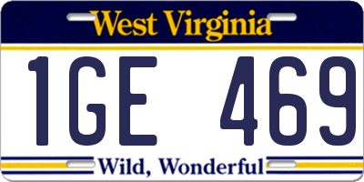 WV license plate 1GE469