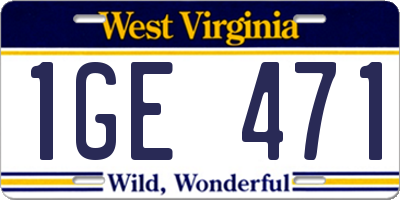 WV license plate 1GE471