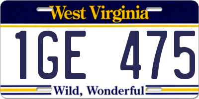 WV license plate 1GE475