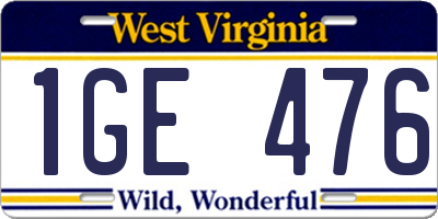 WV license plate 1GE476