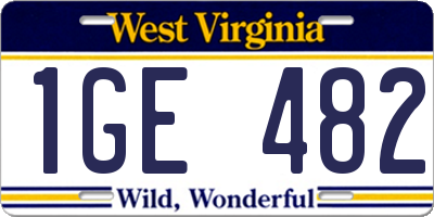 WV license plate 1GE482