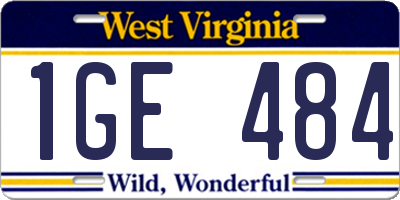 WV license plate 1GE484