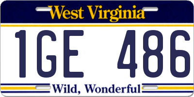 WV license plate 1GE486