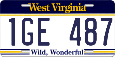 WV license plate 1GE487