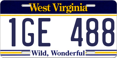 WV license plate 1GE488