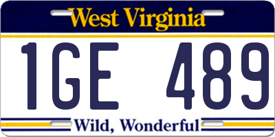 WV license plate 1GE489