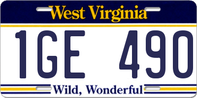 WV license plate 1GE490