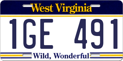 WV license plate 1GE491