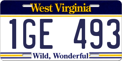 WV license plate 1GE493