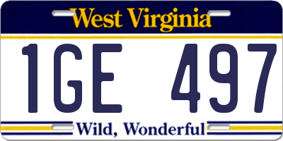 WV license plate 1GE497