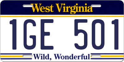 WV license plate 1GE501