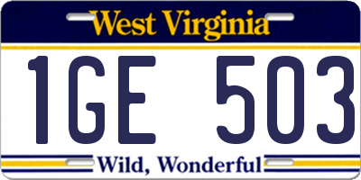 WV license plate 1GE503
