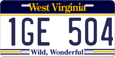 WV license plate 1GE504