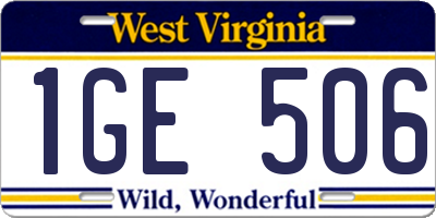 WV license plate 1GE506
